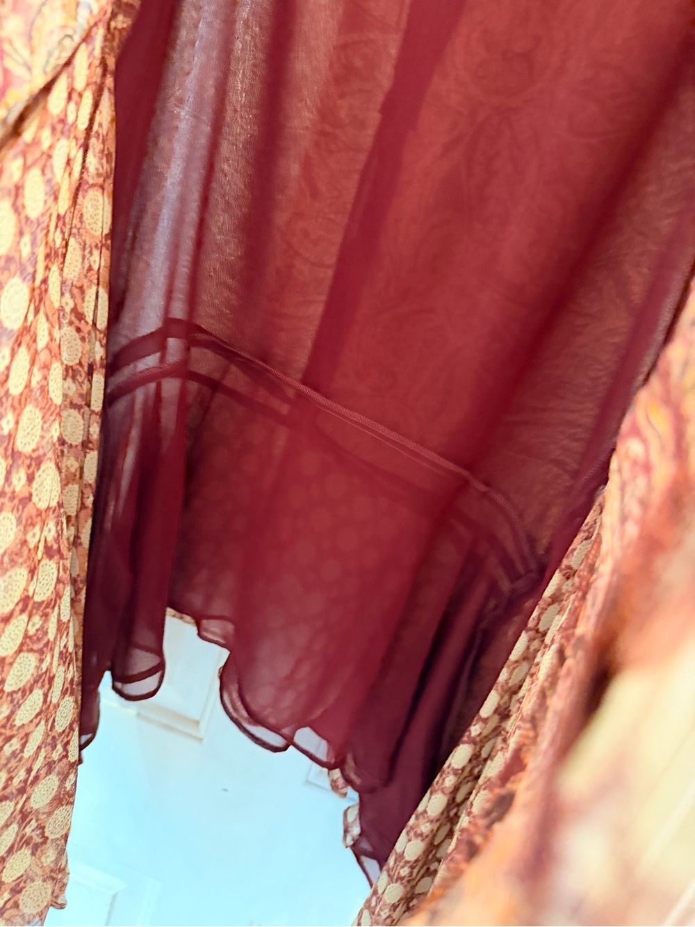 Sundance Paisley Handkerchief Hem Skirt in Rust & Peach, Silk, Lightweight, Sz 6 - Picture 6 of 14